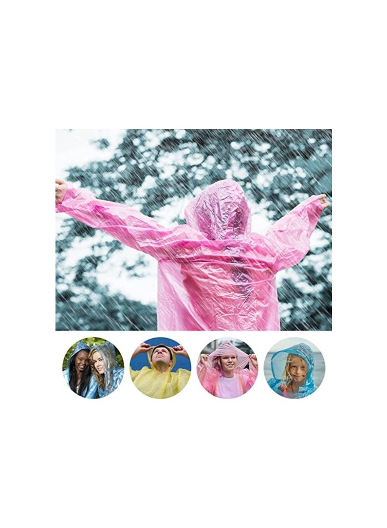 SYOSI Disposable Emergency Rain Ponchos Waterproof Raincoats Packaged in Keychain Balls with Hooks Colorful Portable Adult Rainwear for Camping Cycling Outdoor Activities 6 Pieces - Image 3