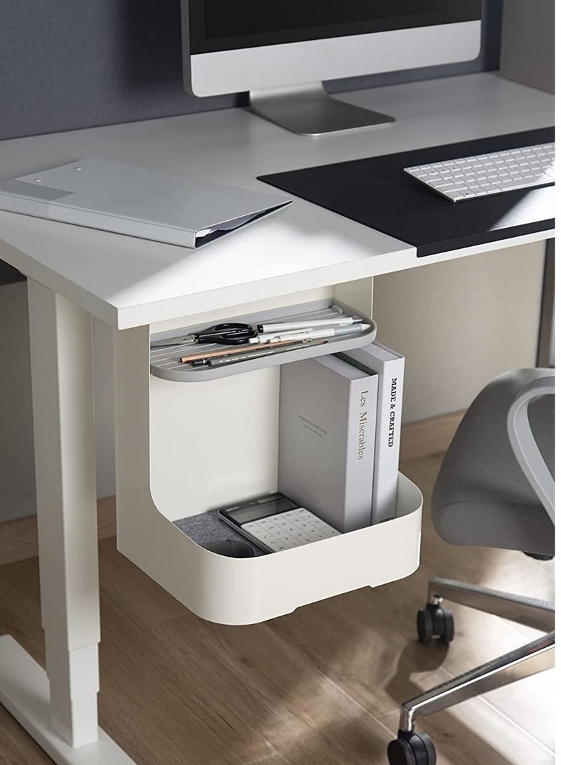 NAVODESK Under Desk Storage Rack with Accessory Shelf, Workspace Desk Organizer (White) - Image 5