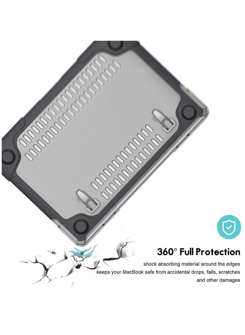 Procases MacBook Air 13 Inch Case 2020 2019 2018 Heavy Duty Slim Hard Shell Protective Cover with Fold Kickstand Black - Image 4