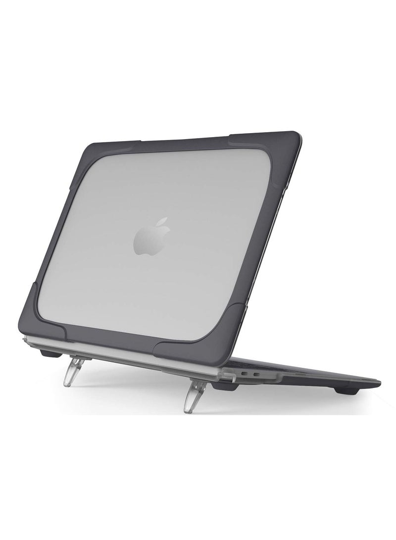 Procases MacBook Air 13 Inch Case 2020 2019 2018 Heavy Duty Slim Hard Shell Protective Cover with Fold Kickstand Black - Image 1