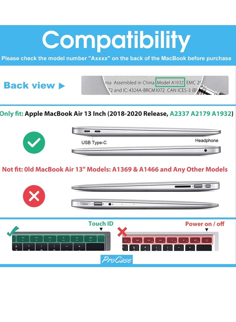 Procases MacBook Air 13 Inch Case 2020 2019 2018 Heavy Duty Slim Hard Shell Protective Cover with Fold Kickstand Black - Image 3