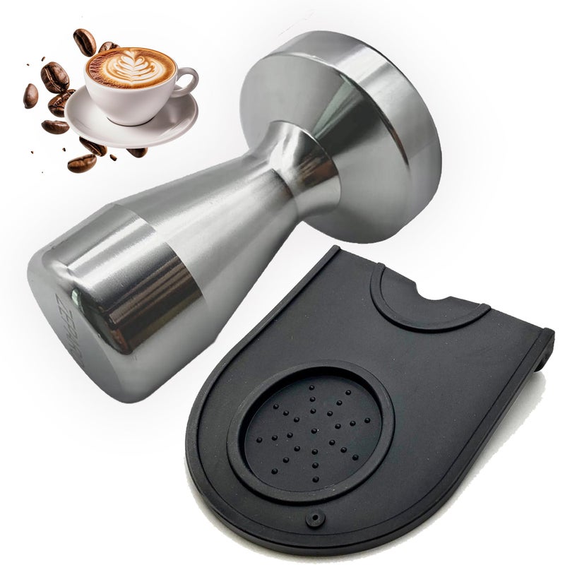 ZEPARO Coffee Tamper 51mm Espresso Coffee Press with SiliconTamper Mat, Stainless Steel Barista Espresso Machine Accessory, Espresso Tamper 51mm - Image 1