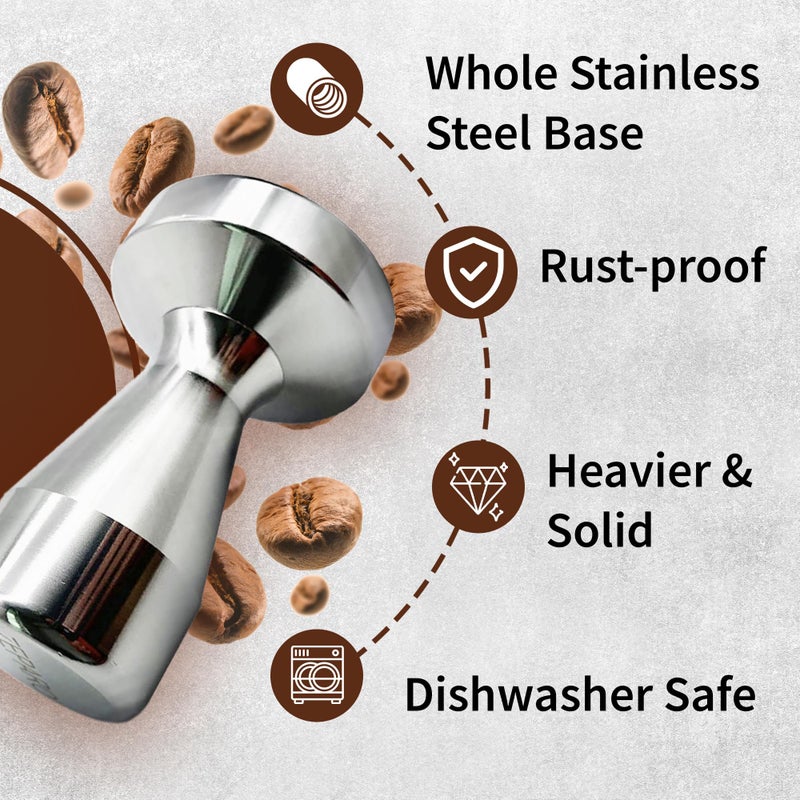 ZEPARO Coffee Tamper 51mm Espresso Coffee Press with SiliconTamper Mat, Stainless Steel Barista Espresso Machine Accessory, Espresso Tamper 51mm - Image 3