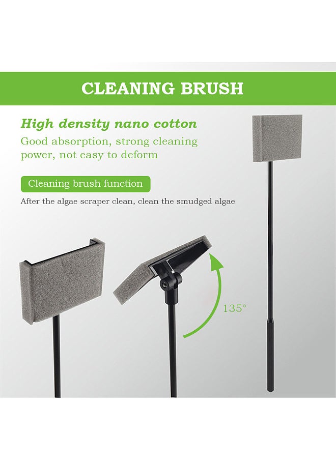 Generic - 3 in 1 Multi-Function Aquarium Fish Tank Cleaning Tool Aquarium Cleaning Set Fish Tank Brush+Algae Scraper+Fish Net 110CM - Image 1
