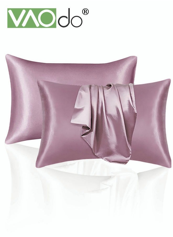VAOdo - 2 Silk Pillowcase Set Soft Breathable (51*102CM, Bean Paste ) - Image 1