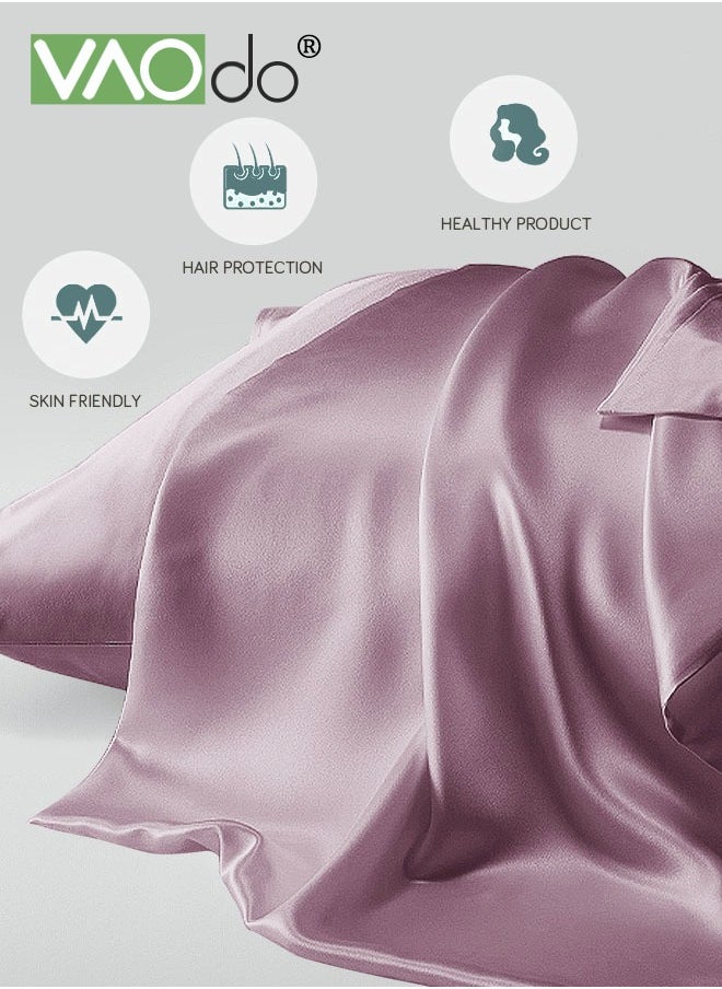 VAOdo - 2 Silk Pillowcase Set Soft Breathable (51*102CM, Bean Paste ) - Image 1