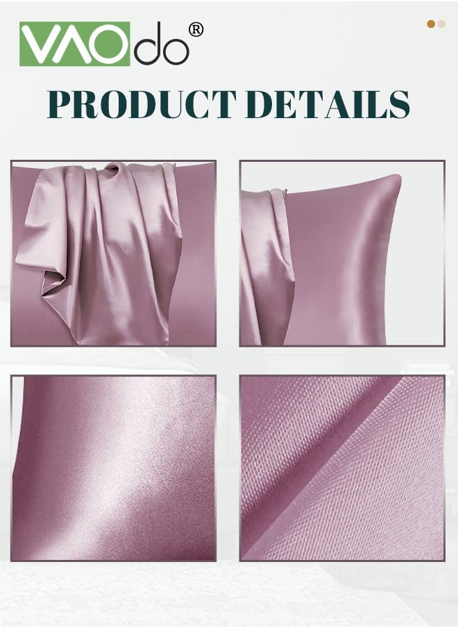 VAOdo - 2 Silk Pillowcase Set Soft Breathable (51*102CM, Bean Paste ) - Image 1
