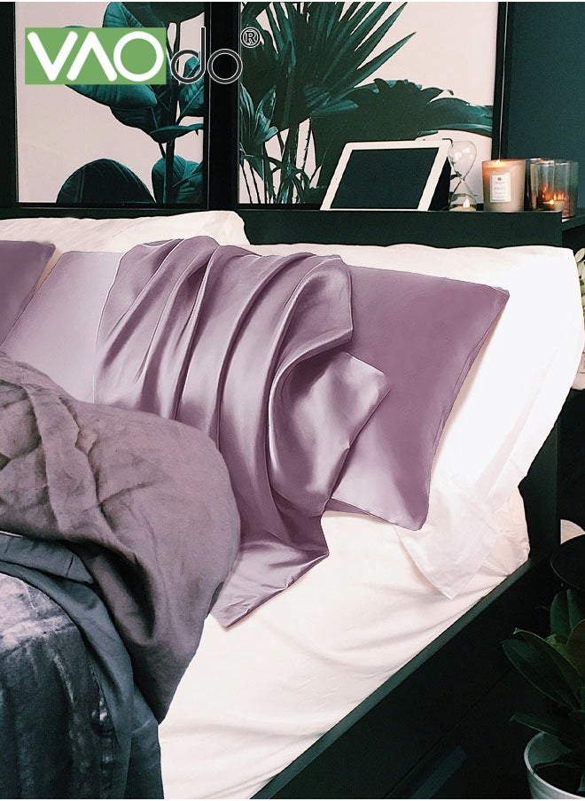 VAOdo - 2 Silk Pillowcase Set Soft Breathable (51*102CM, Bean Paste ) - Image 1
