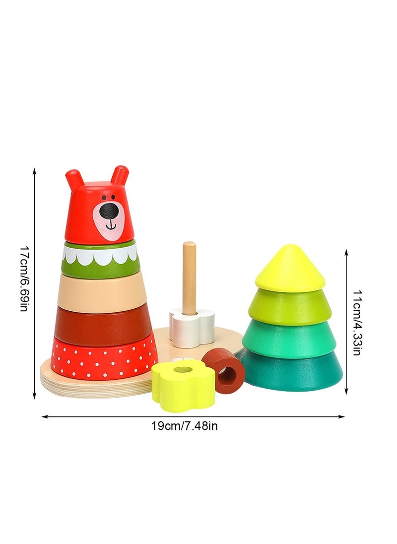 KASTWAVE - Wooden Shape Sorting Stacking, Stacking Toys, Rainbow Stacker Toddler Learning Toys for Toddler Boys Girls Best Learning Gift and Brain Toy - Image 1