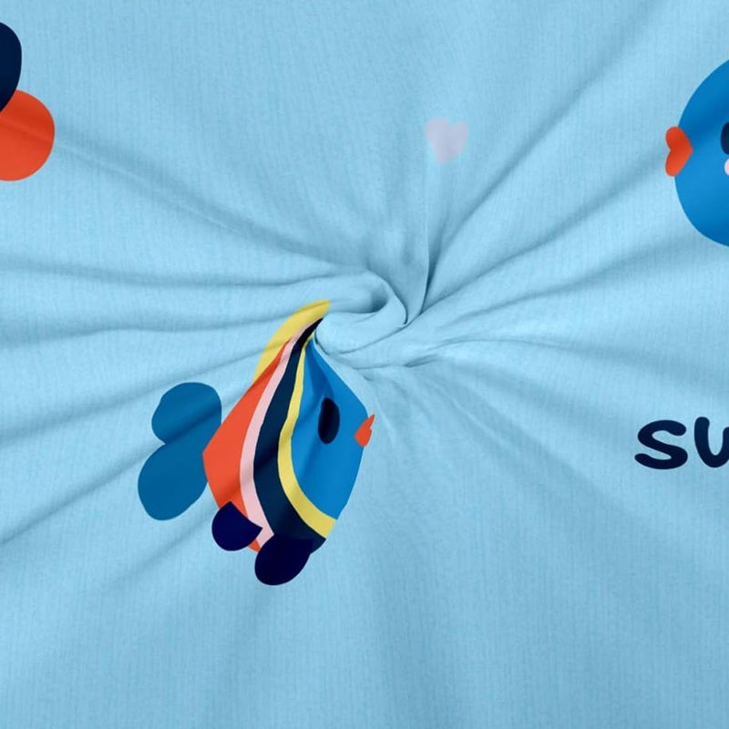 PrettyKrafts شراشف سرير مزدوج من PrettyKrafts بتصميم سمكة حلوة للأطفال مع 2 غطاء وسادة | شراشف سرير للأطفال بحجم مزدوج كينغ | شراشف سرير لغرفة الأولاد والبنات (100x90 بوصة، متعدد الألوان) - Image 4