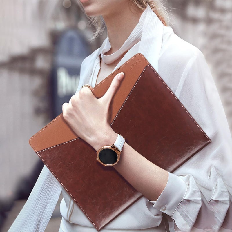 Toplive Padfolio 3 Ring Binder Organizer Business Portfolio Folder, A4/ Letter Size PU Leather Binder Portfolio Padfolio for Interview Conference Presentation, Brown - Image 3