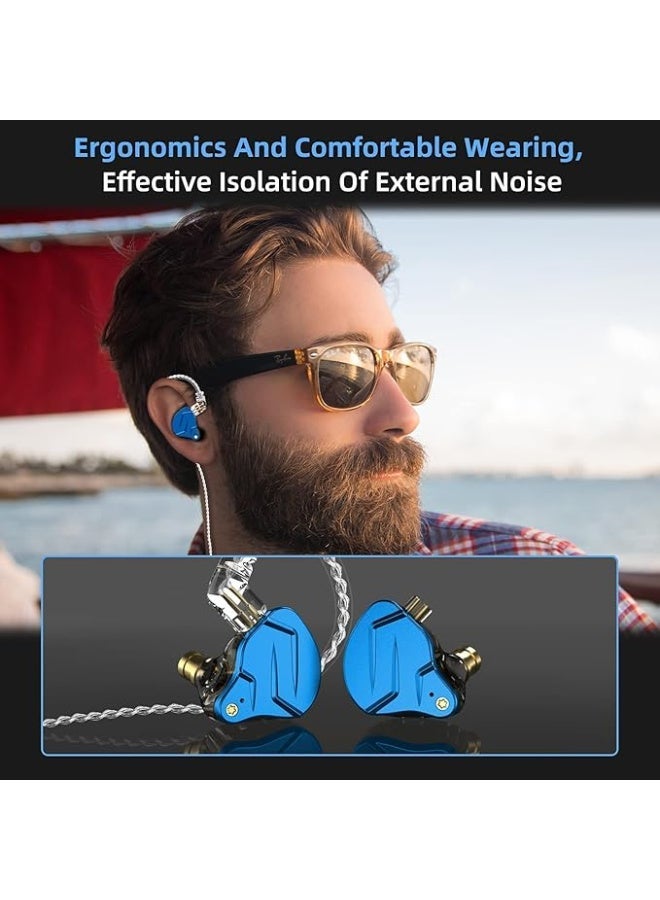 كي زد سماعات أذن معدنية هجينة KZ ZSN Pro X ثنائية المحرك 1BA+1DD عالية الدقة داخل الأذن مع كابل قابل للفصل ثنائي الدبابيس، ولوحة أمامية من سبائك الزنك (مع ميكروفون، أزرق) - Image 1