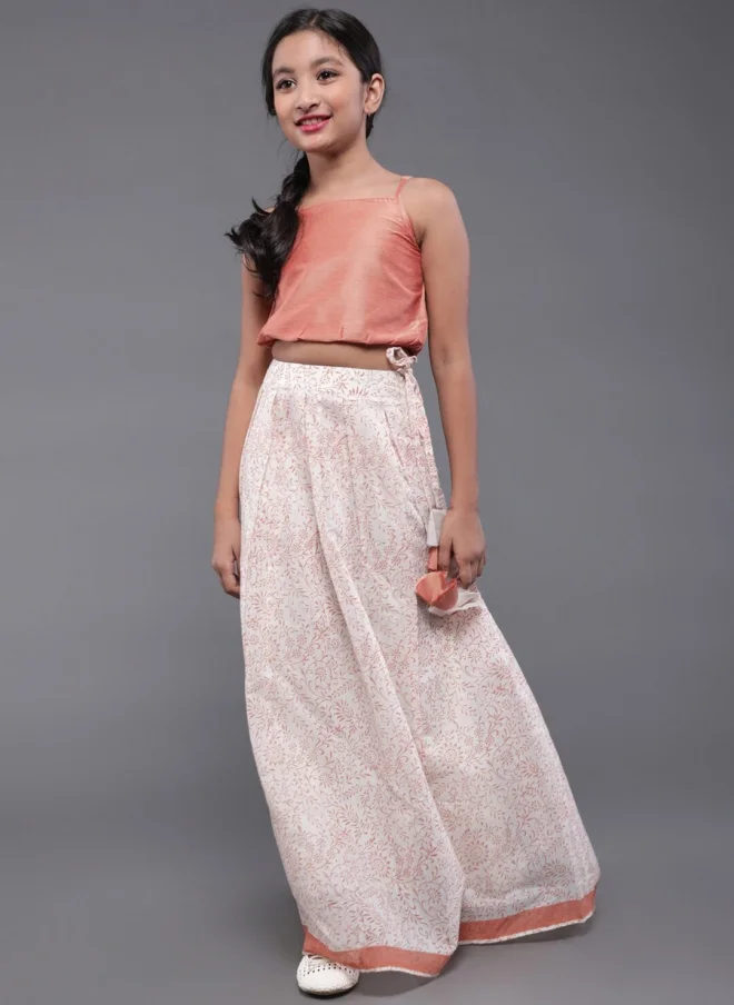 AKS Rose Gold Lehenga Choli Set for Girls