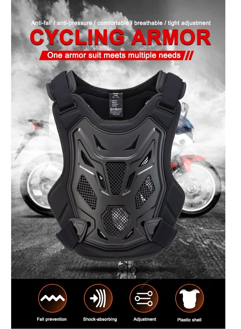 VEMAR Motocross Chest Protector Breathable Wear Resistant Easy Carrying Motorcycle Body Protection Vest Multiuse for Cycling Adults Black - Image 2