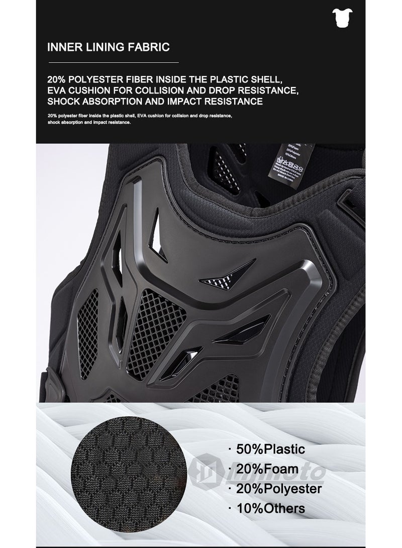 VEMAR Motocross Chest Protector Breathable Wear Resistant Easy Carrying Motorcycle Body Protection Vest Multiuse for Cycling Adults Black - Image 5