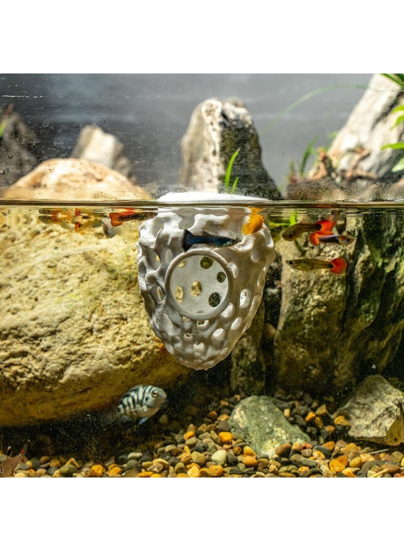 Luckam Floating Betta Hideout, 3D Printed Aquarium Cave for Fish and Shrimp, Multifunctional Floating Hammock Resting Spot and Feeding Ring, Stress Free Safe Habitat for Small Aquariums - Image 5