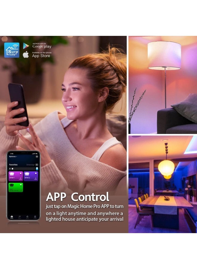 Smart LED Light Bulbs, 2.4 GHz Wi-Fi, 9W, Compatible with Alexa and Google Assistant, 2 Pack, with Remote Control - Image 3
