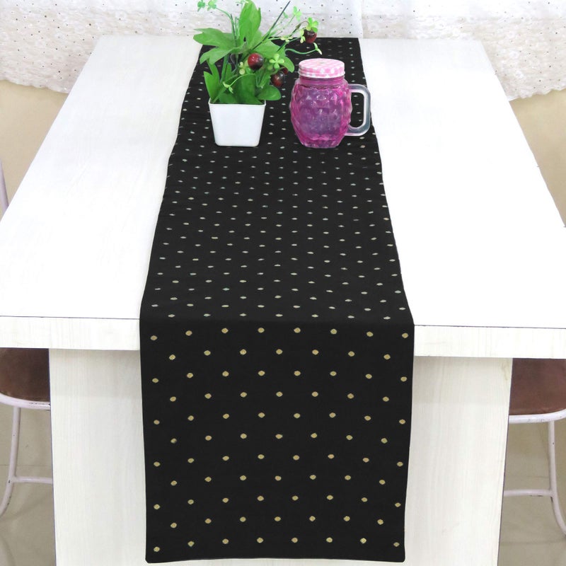 Riara Art Silk Banarsi Brocade Traditional Table Runner for Dining Table 4 & 6 Seater Table Cloth Rectangle Coffee Table Cloth 72x12 Inches (183 x 31 cm) (Black) - Image 3