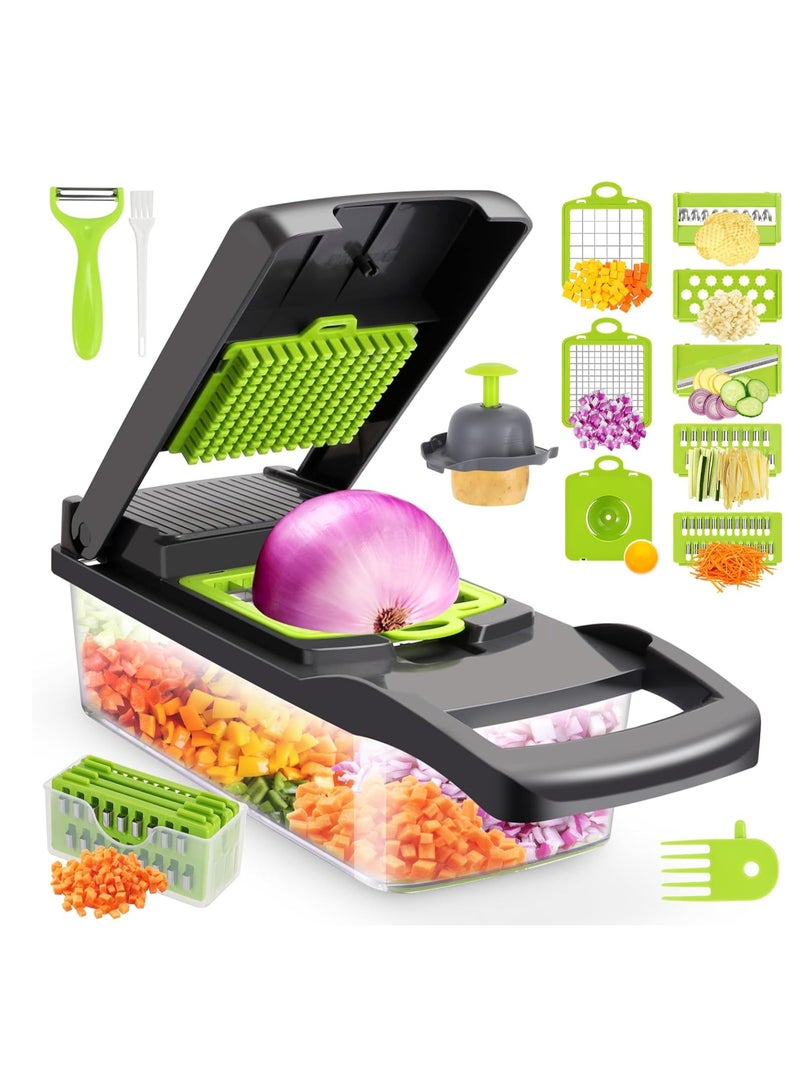 Multifunctional Vegetable Slicer, Food Chopper for Slicing Onions, Salad, Tomatoes, Vegetables with 8 Slicing Blades 12pcs - Image 1