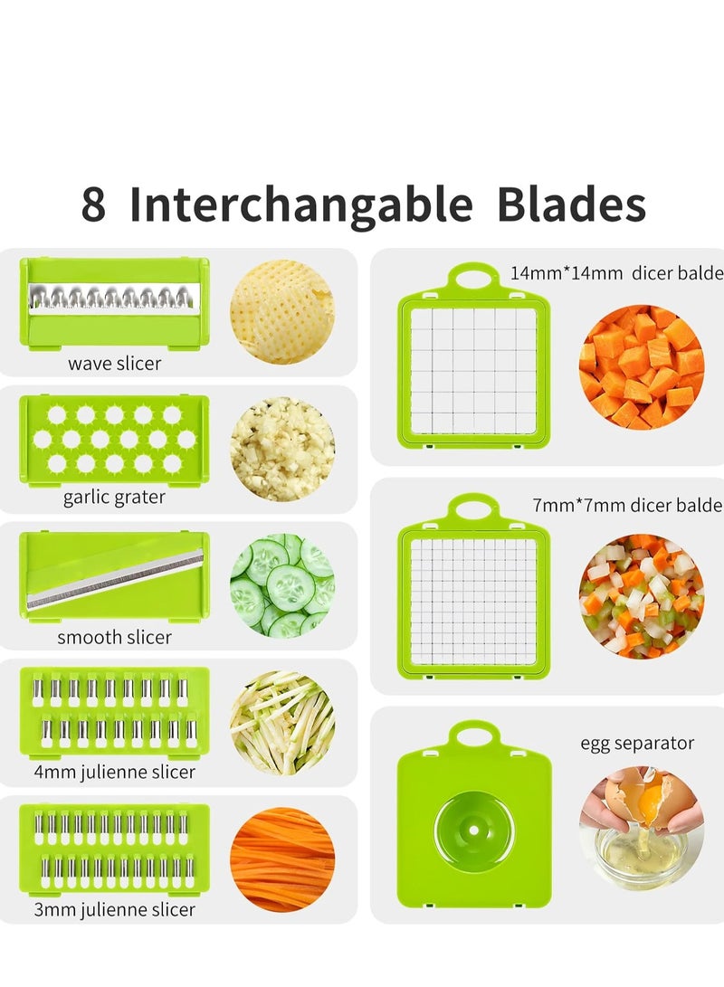 Multifunctional Vegetable Slicer, Food Chopper for Slicing Onions, Salad, Tomatoes, Vegetables with 8 Slicing Blades 12pcs - Image 2