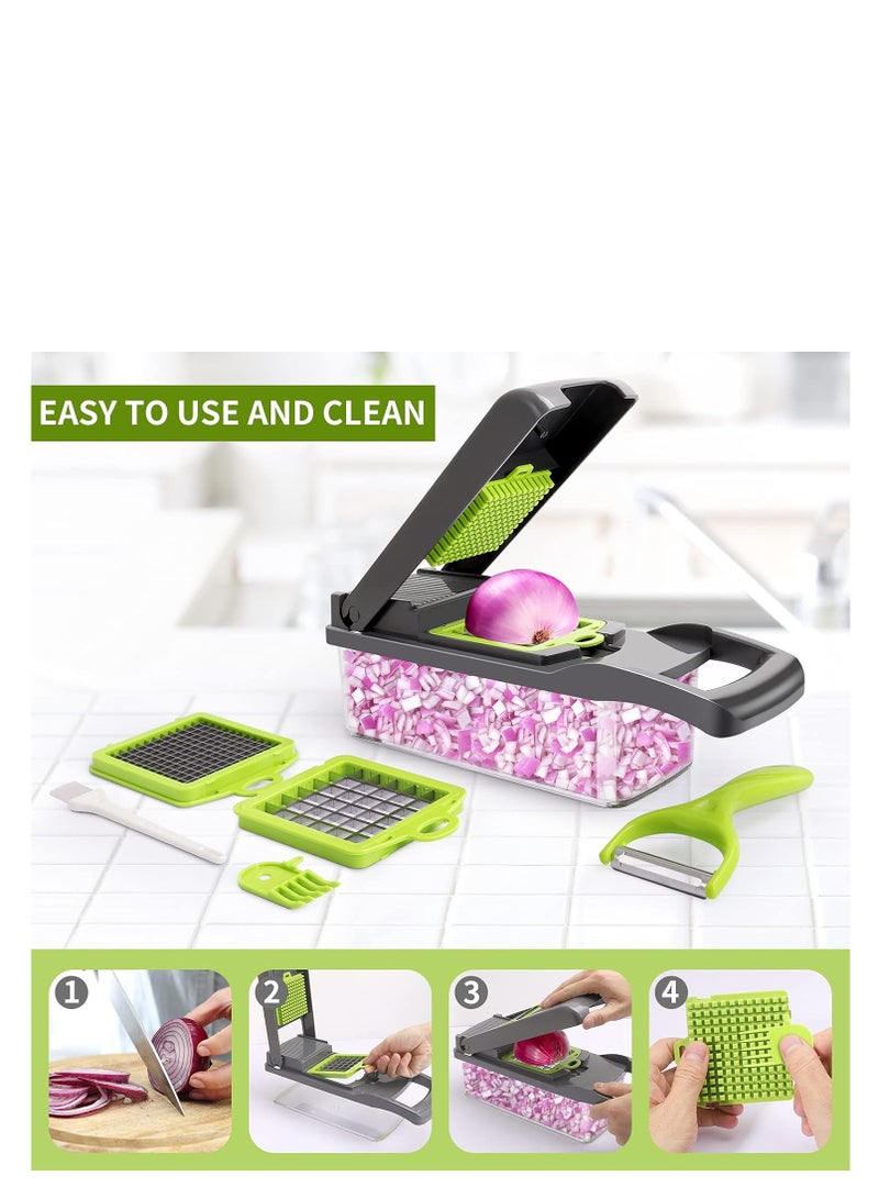 Multifunctional Vegetable Slicer, Food Chopper for Slicing Onions, Salad, Tomatoes, Vegetables with 8 Slicing Blades 12pcs - Image 3