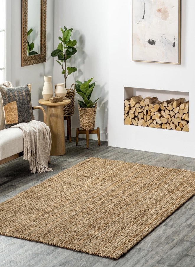 nuLOOM Ashli Solid Farmhouse Jute Accent Rug, 2X3, Natural - Image 1
