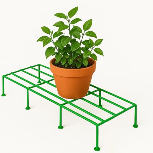 Pivalo Rectangle Plant Stand Anti-Rust Metal Flower Pot Holder Outdoor and Indoor Planters Gamla Stands for Balcony & Living Room Home Decor (Pack of 2, Green) - Image 2