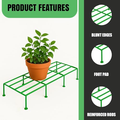 Pivalo Rectangle Plant Stand Anti-Rust Metal Flower Pot Holder Outdoor and Indoor Planters Gamla Stands for Balcony & Living Room Home Decor (Pack of 2, Green) - Image 5
