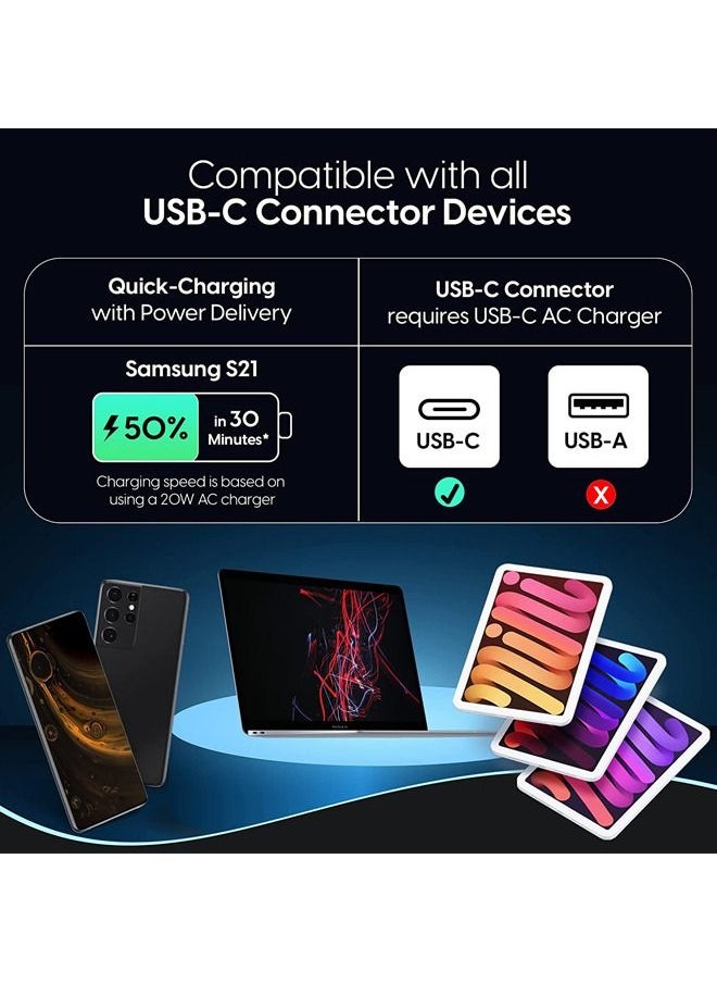 Rock Pow - iphone 15 3A 60W USB C to USB C Cable 2M Android Phone Charger Heavy Duty PD Type C Fast Charging Power Delivery Cord for Samsung Galaxy S21 / S20 / S10 / S9 / S8 For Apple MacBook iPad Pro 1 PC - Image 1