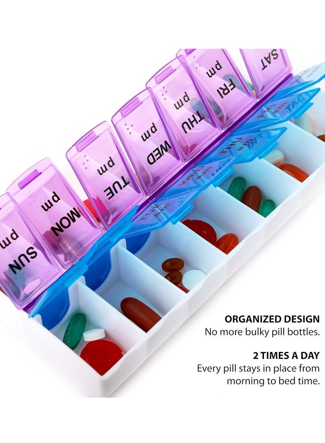 7 Day AM PM Pill Box 2 Times Daily BPA-Free Travel Medicine Organizer Vitamin Container(2PCS) - Image 4