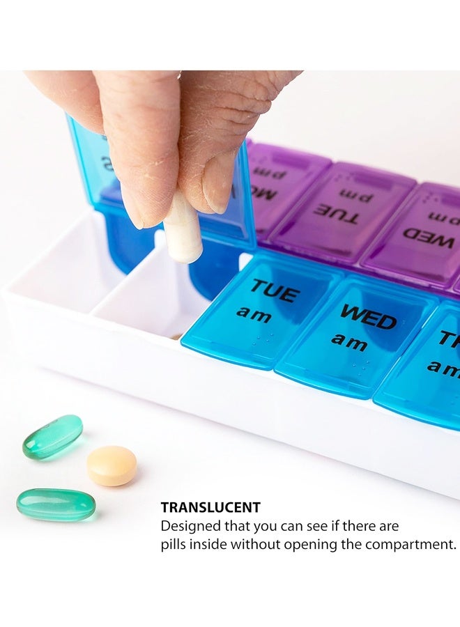 7 Day AM PM Pill Box 2 Times Daily BPA-Free Travel Medicine Organizer Vitamin Container(2PCS) - Image 3