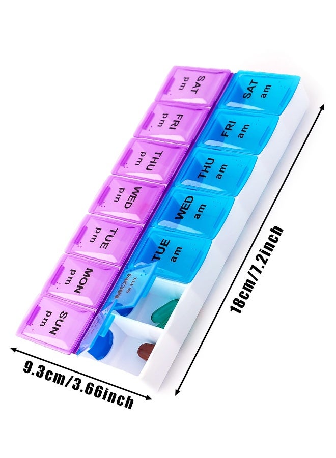 7 Day AM PM Pill Box 2 Times Daily BPA-Free Travel Medicine Organizer Vitamin Container(2PCS) - Image 2