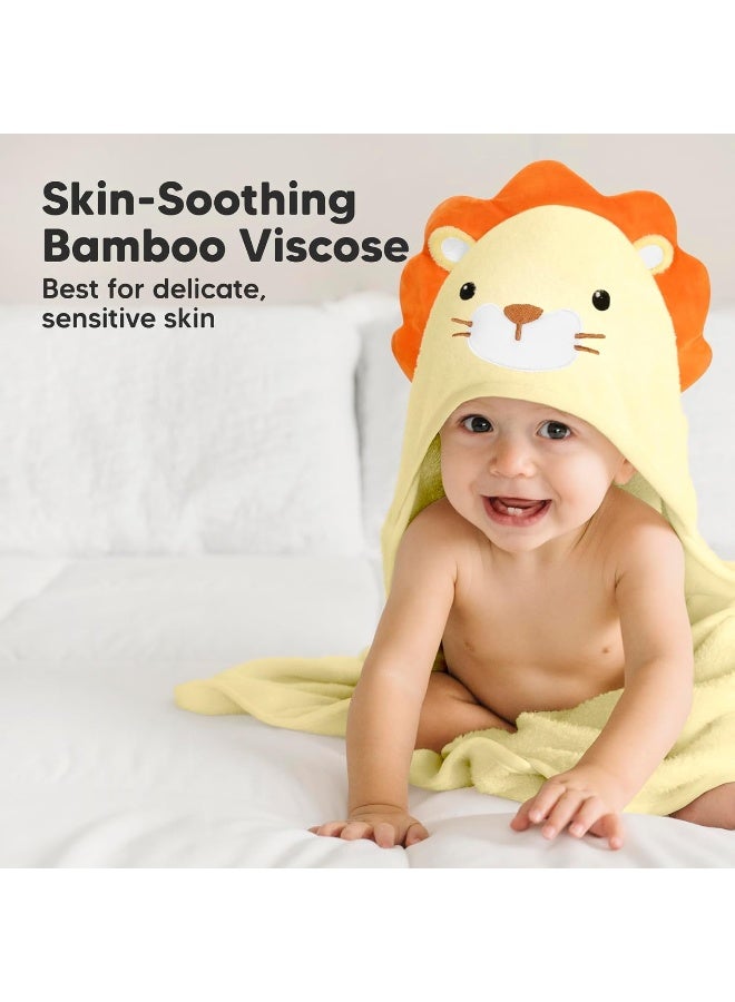 KeaBabies Hooded Baby Towel for Newborn - Viscose Derived from Bamboo Large Baby Bath Towels with Hood for Boys, Girls, Toddler, Extra Absorbent & Soft Newborn Bath Essentials (Lion, Regular) - Image 2