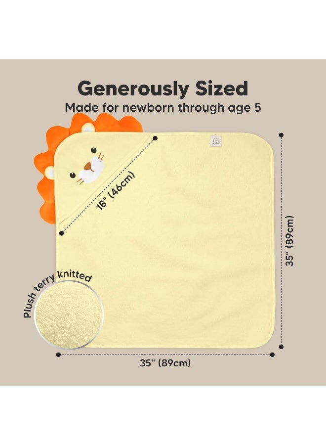 KeaBabies Hooded Baby Towel for Newborn - Viscose Derived from Bamboo Large Baby Bath Towels with Hood for Boys, Girls, Toddler, Extra Absorbent & Soft Newborn Bath Essentials (Lion, Regular) - Image 3