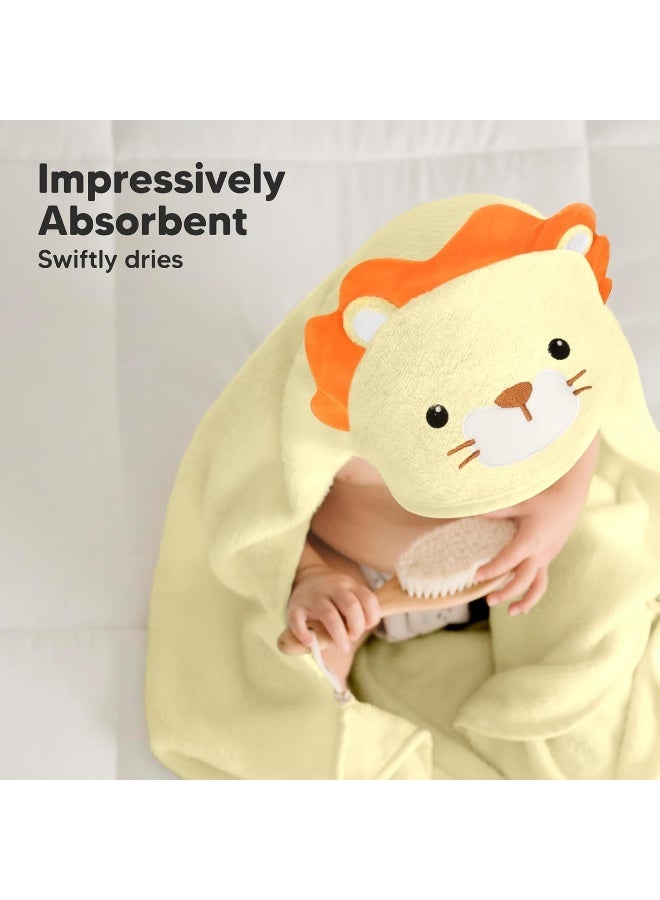 KeaBabies Hooded Baby Towel for Newborn - Viscose Derived from Bamboo Large Baby Bath Towels with Hood for Boys, Girls, Toddler, Extra Absorbent & Soft Newborn Bath Essentials (Lion, Regular) - Image 4
