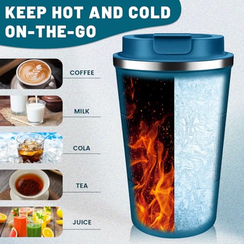 DUBUXW Insulated Coffee Tumblers with Flip Lid 12oz / 17oz, Stainless Steel Travel Coffee Mug Leak Proof, Vacuum Insulated Coffee Mug Reusable Cup, Keeps Cold and Hot for Coffee Tea - Image 5