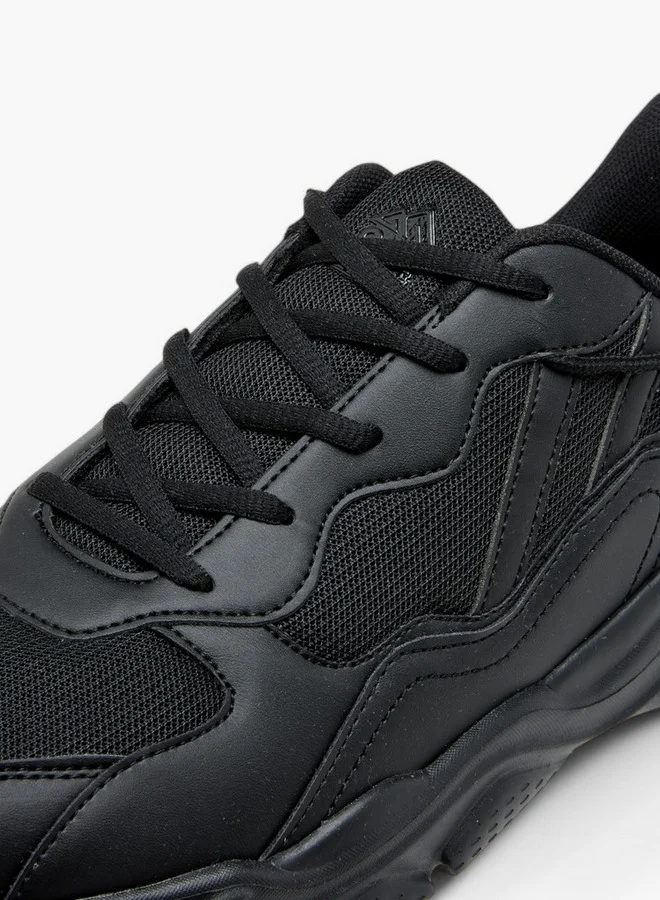 Oaklan by Shoexpress Panelled Sports Shoes with Lace-Up Closure and Pull-Tab