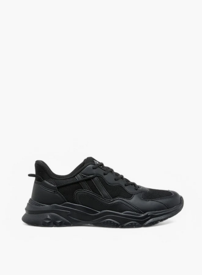 Oaklan by Shoexpress Panelled Sports Shoes with Lace-Up Closure and Pull-Tab