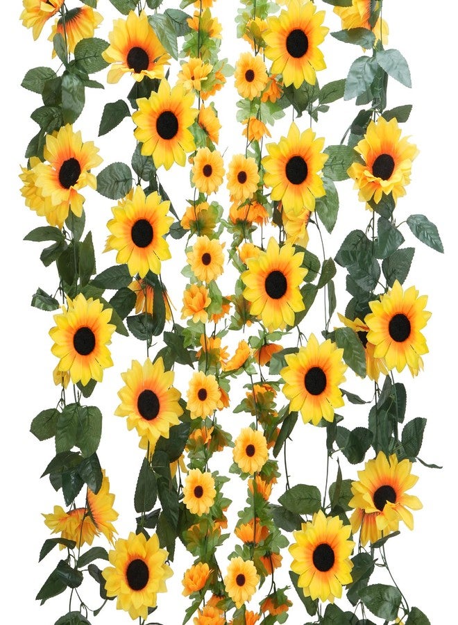 HO2NLE 6 Pack Artificial Sunflower Garland 7.2FT Fake Silk Sunflowers Decor Hanging Yellow Flower Vines Party Garlands for Birthday Baby Shower Wedding Garden Home Table Decorations - Image 1