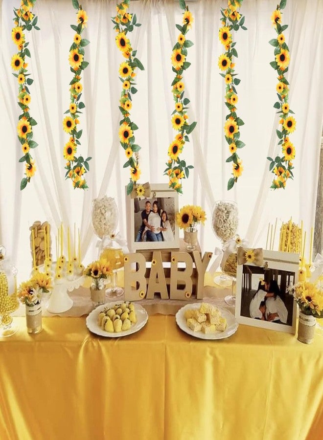 HO2NLE 6 Pack Artificial Sunflower Garland 7.2FT Fake Silk Sunflowers Decor Hanging Yellow Flower Vines Party Garlands for Birthday Baby Shower Wedding Garden Home Table Decorations - Image 4