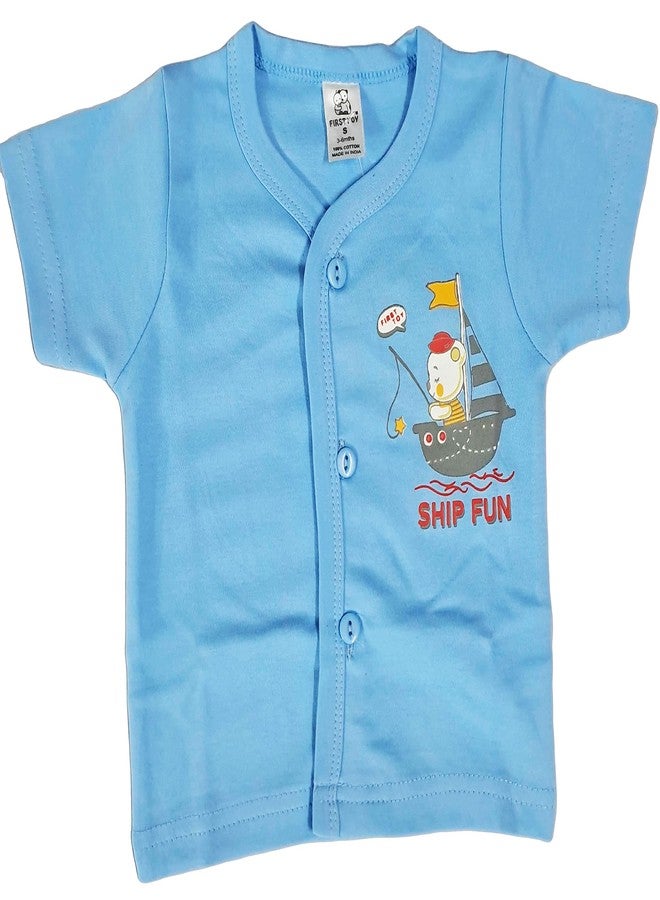 Ess Cubes Enterprise EssCubes Enterprise Super Soft Infant New Born Baby Boy and Baby Girls Clothes Shirt, Washable Diaper Nappy with Bib Set 3-6 Months (Light Blue) - Image 3