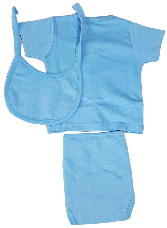 Ess Cubes Enterprise EssCubes Enterprise Super Soft Infant New Born Baby Boy and Baby Girls Clothes Shirt, Washable Diaper Nappy with Bib Set 3-6 Months (Light Blue) - Image 2