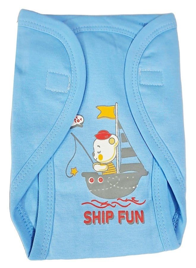 Ess Cubes Enterprise EssCubes Enterprise Super Soft Infant New Born Baby Boy and Baby Girls Clothes Shirt, Washable Diaper Nappy with Bib Set 3-6 Months (Light Blue) - Image 4