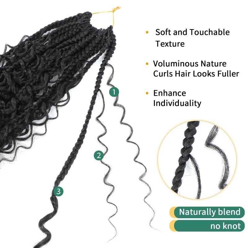 Karida 9 Packs Goddess Box Braids Crochet Hair 12 inch, Pre Looped Crochet Boho Box Braids With Curly Ends Crochet Hair For Black Women (12 Inch, 1B#) - Image 3