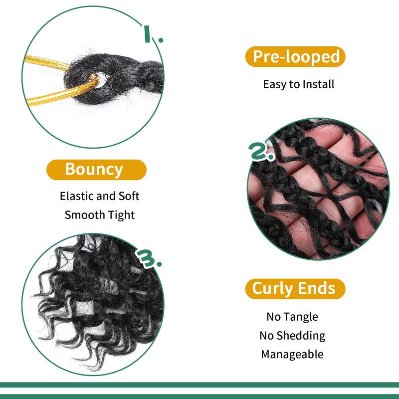 Karida 9 Packs Goddess Box Braids Crochet Hair 12 inch, Pre Looped Crochet Boho Box Braids With Curly Ends Crochet Hair For Black Women (12 Inch, 1B#) - Image 5