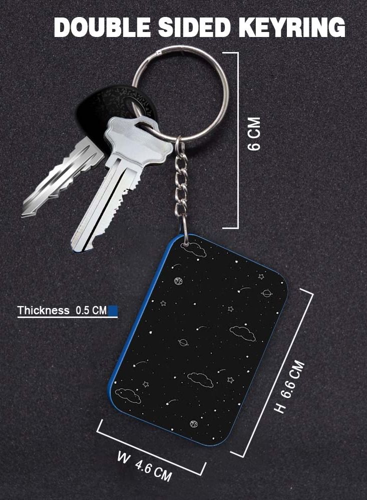 Service Zone Keychain Small Gift To Love One Rectangle Shape With Double Side Print Falling Star 