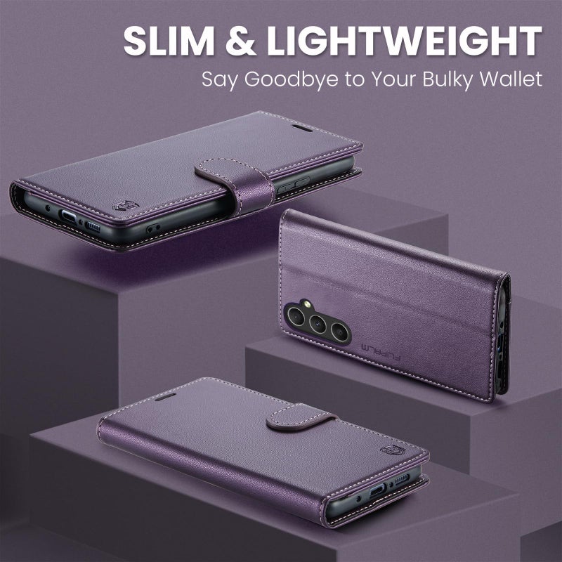FLIPALM Wallet Case for Samsung Galaxy A36 5G, RFID Blocking Credit Card Holder, PU Leather Folio Flip Kickstand Protective Shockproof Cover for Galaxy A36 (Purple) - Image 5