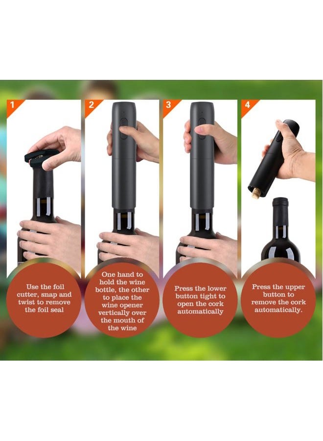 VGY Rechargeable Electric Wine Opener, 5 in 1 Set with Automatic Electric Wine Bottle Corkscrew Opener, Foil Cutter, Vacuum Stopper, Wine Pourer and Storage Charging Stand - Image 3