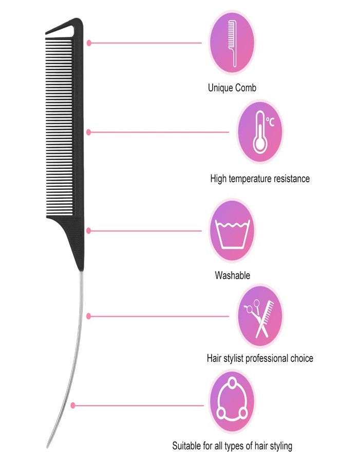 MBAIYO 6 Pcs Rat Tail Combs,C Curved Parting Rat Combs for Hair Styling Tools Hair Styling Parting Brushes Women Barbers Black - Image 5