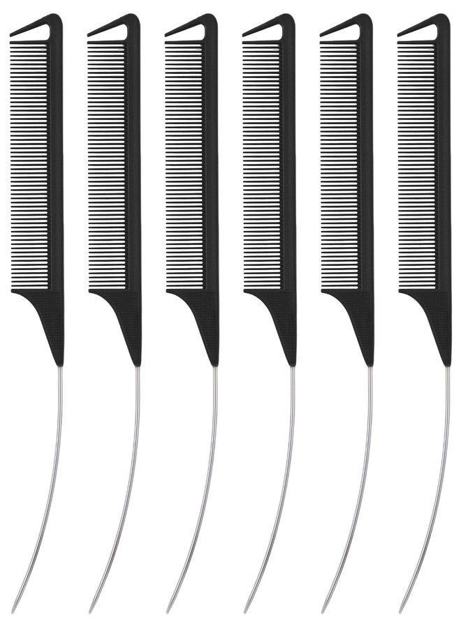 MBAIYO 6 Pcs Rat Tail Combs,C Curved Parting Rat Combs for Hair Styling Tools Hair Styling Parting Brushes Women Barbers Black - Image 1